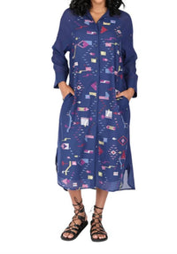 Conditions Apply - Women's Elin Handwoven Shirt Dress - blue - clothing - dresses
