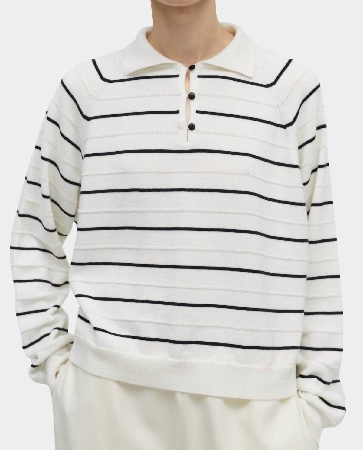 Cordera - Merino Wool Striped Polo Top