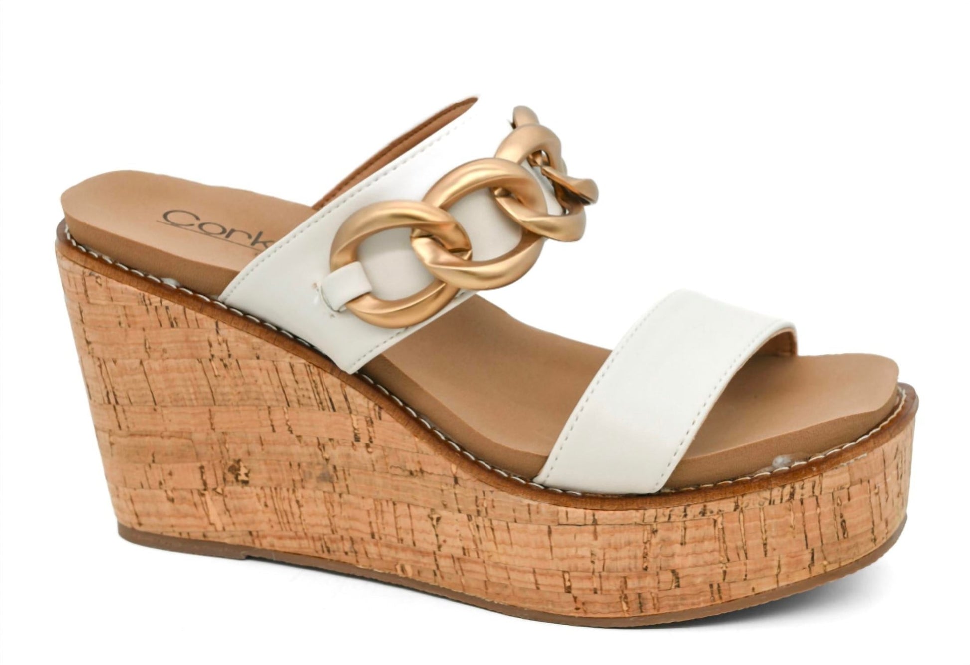Corkys Footwear - Chain Detail Wedges - shoes - wedges - white