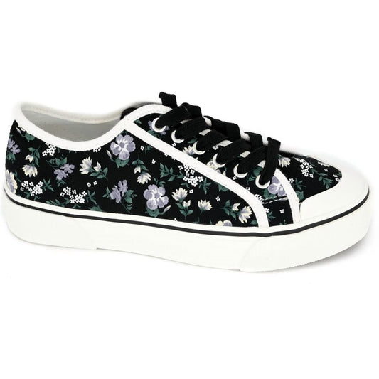 Corkys Footwear - Women's Floral Waiting List Sneakers - black - canvas - shoes
