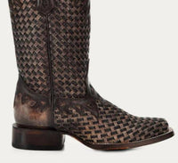 Corral - Women's Glitter Woven Overlay Square Toe Cowboy Boot