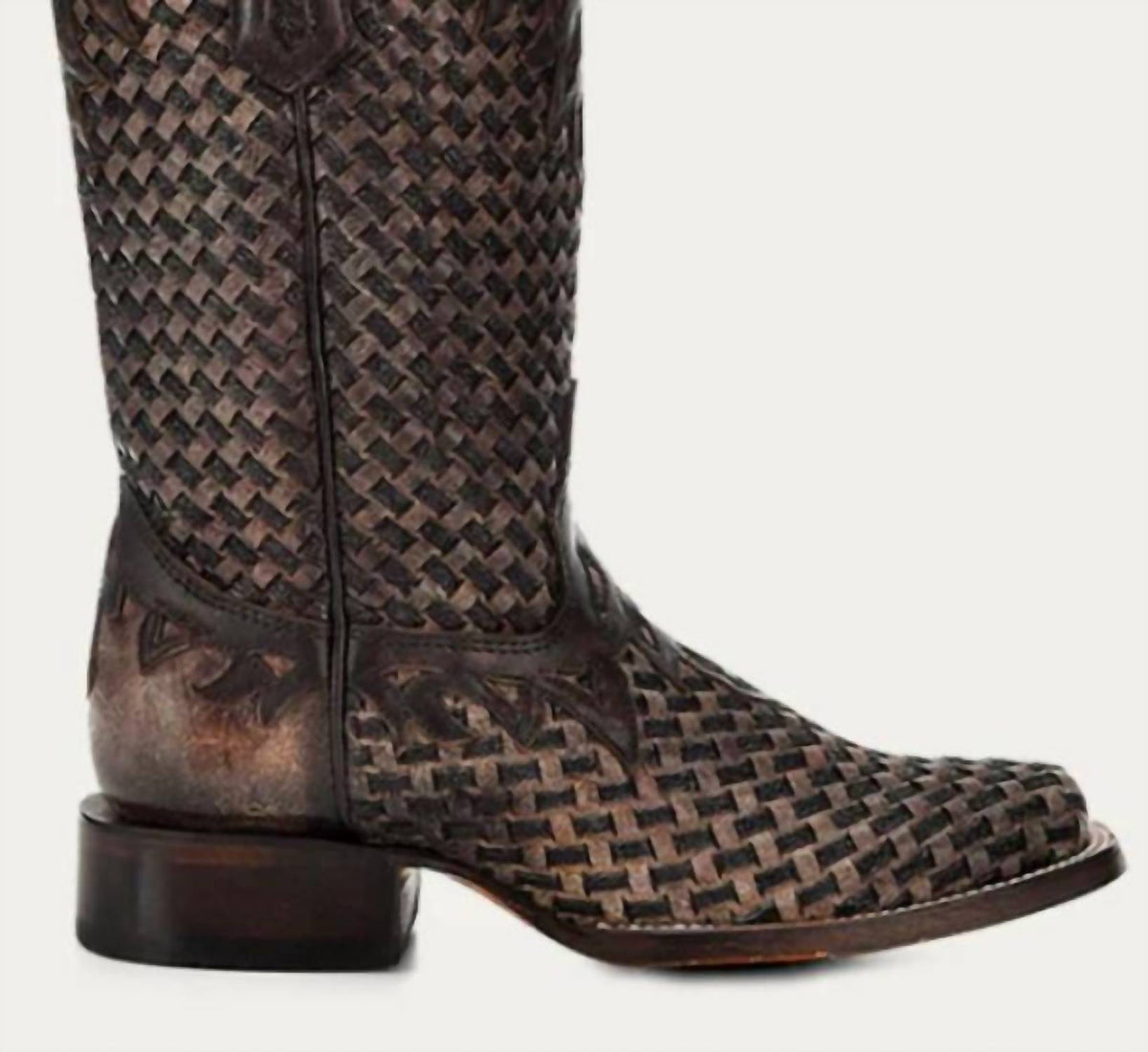 Corral - Women's Glitter Woven Overlay Square Toe Cowboy Boot