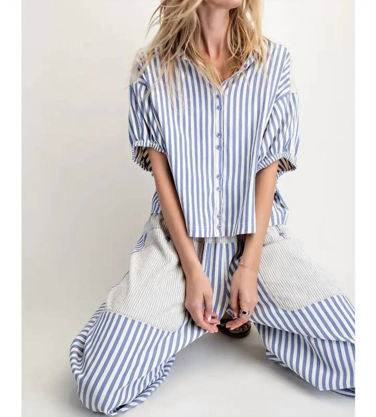 Cotierra - Boxy Striped Button Down Shirt