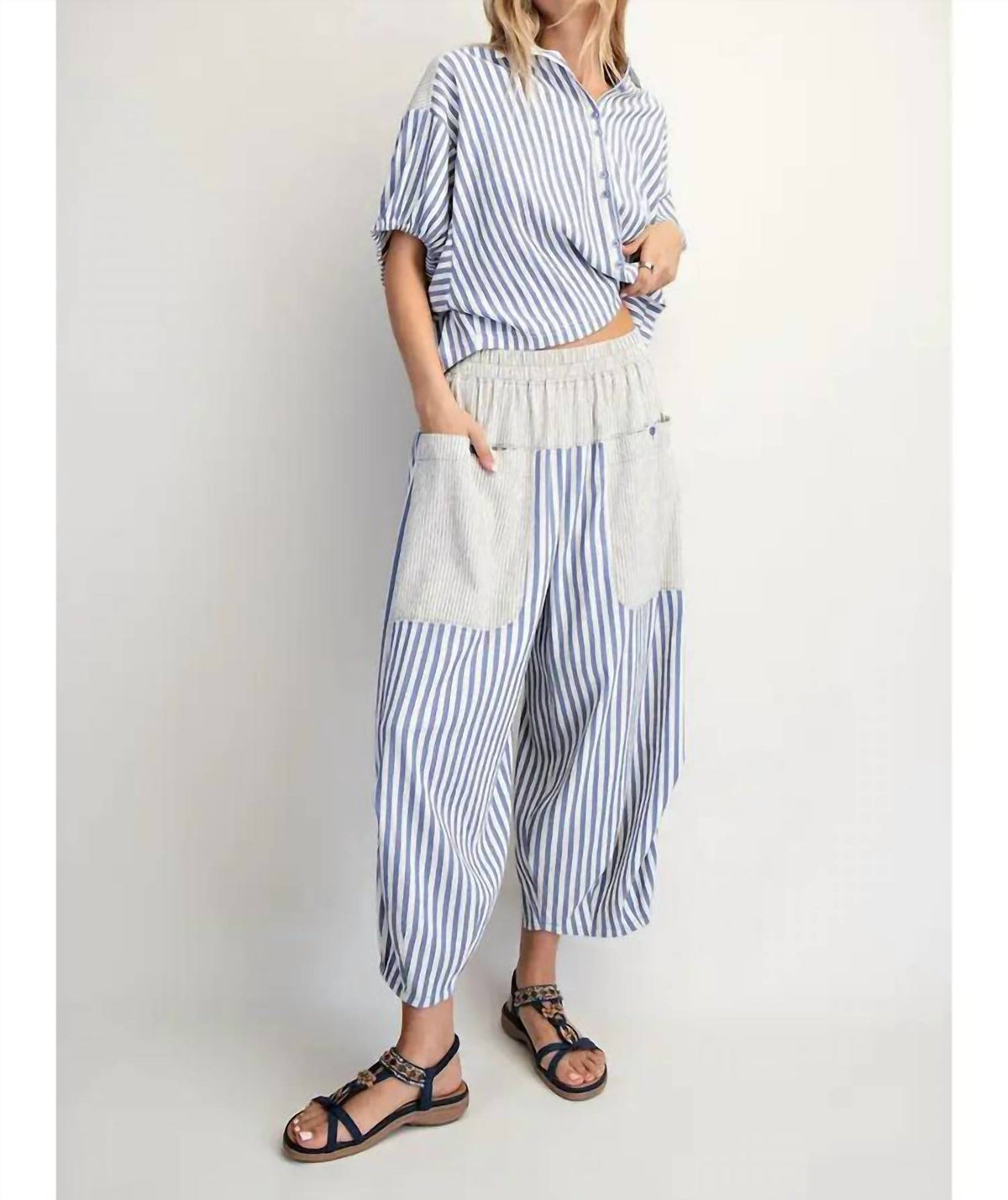 Cotierra - Boxy Striped Button Down Shirt