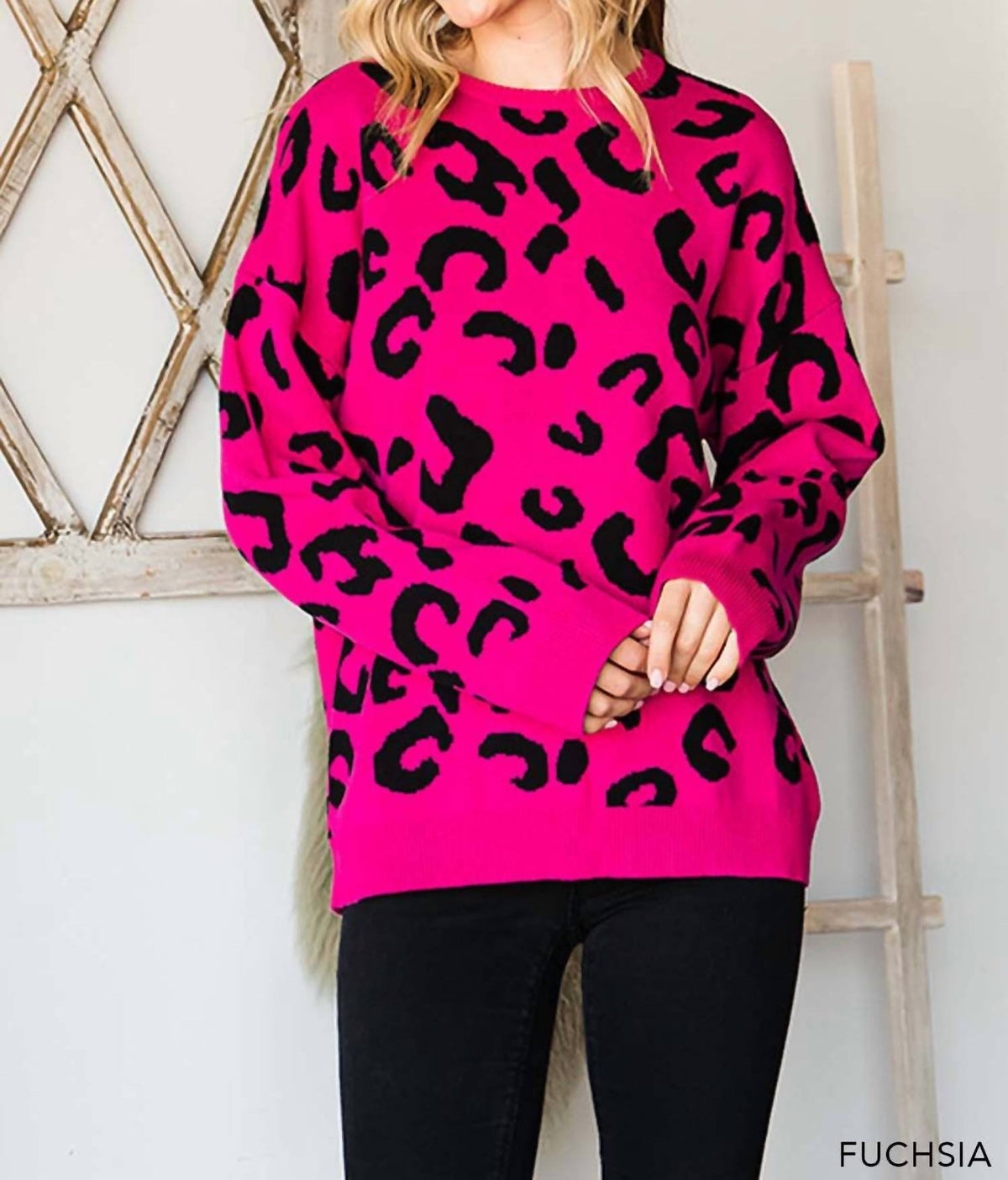 Cotton Bleu - Leopard Long Sleeve Sweater