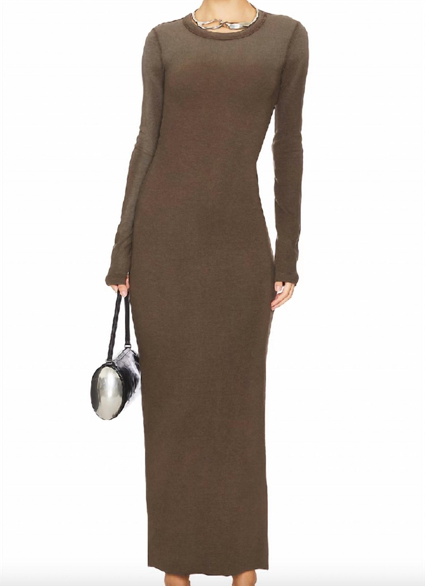 Cotton Citizen - Verona Crewneck Maxi Dress - brown - clothing - cotton - blend