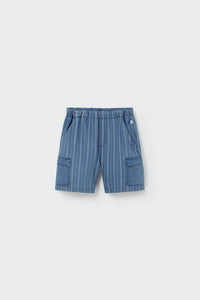 Cozmo - Kid's Leon Striped Denim Bermuda
