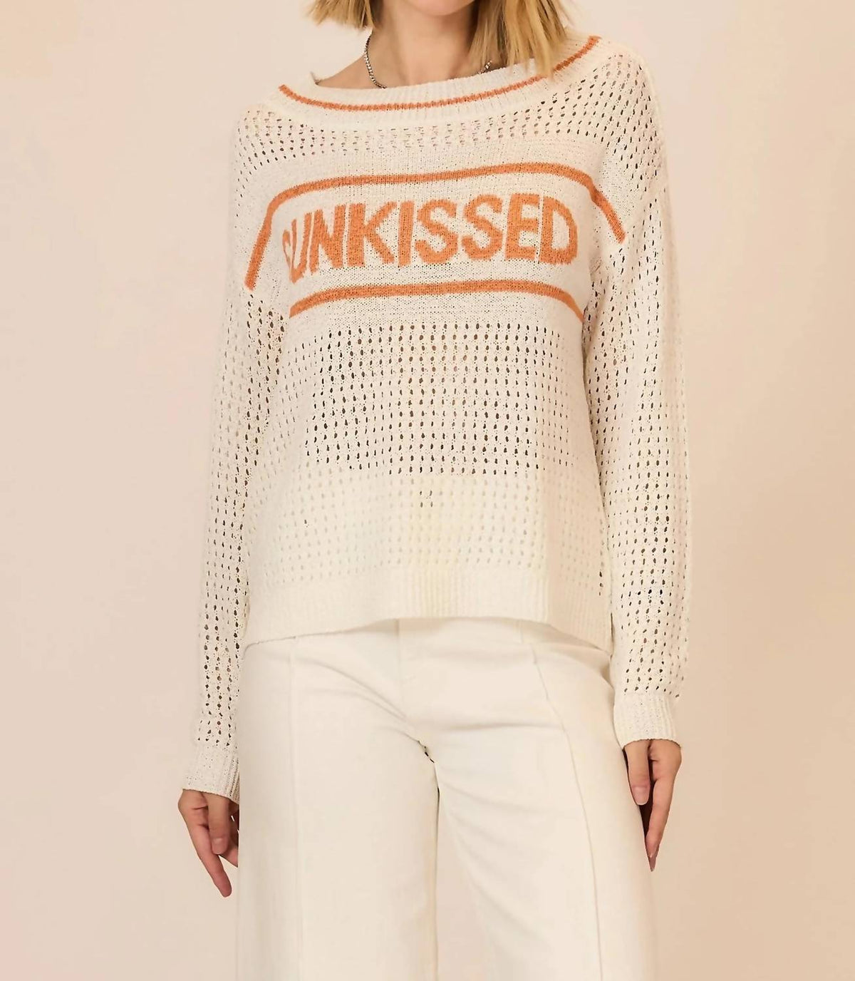 Cozy Casual - Sunkissed Open Knit Sweater