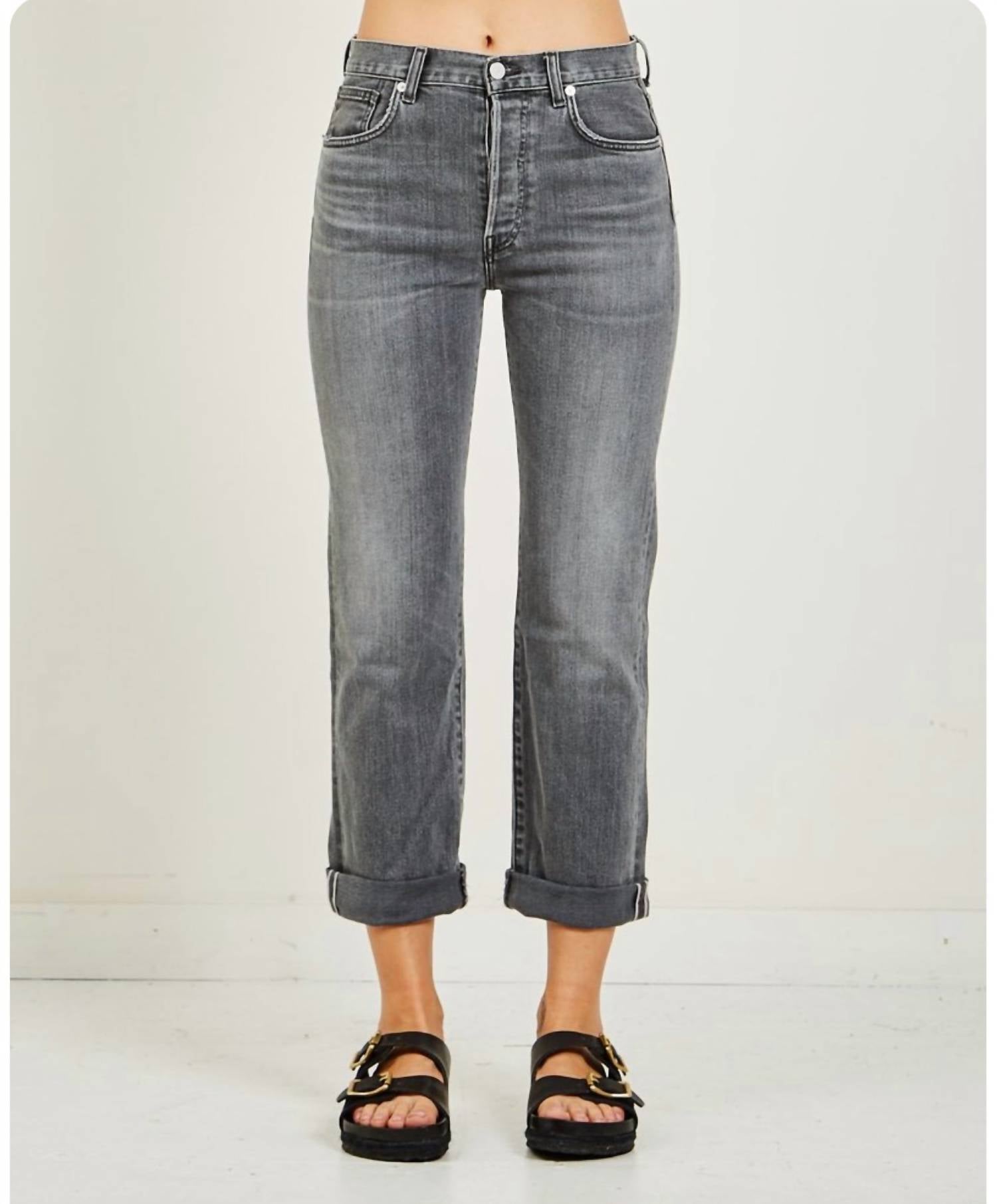 Cqy - Denim Vinyl Straight Leg Jeans - clothing - cotton - blend - grey