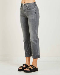 Cqy - Denim Vinyl Straight Leg Jeans - clothing - cotton - blend - grey