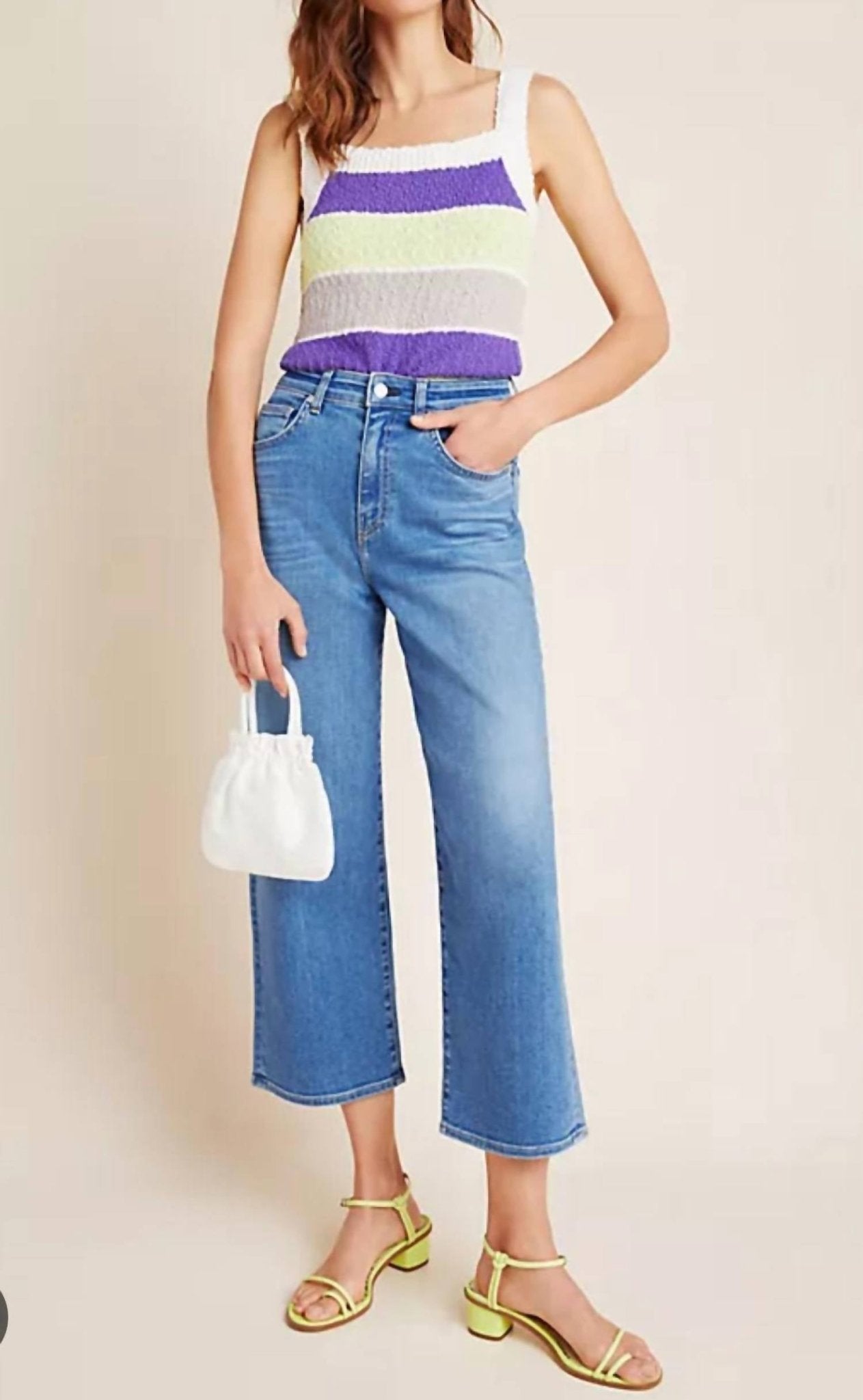 Cqy - Sunday Ultra High - risecropped Wide Leg Jeans - blue - clothing - cotton - blend