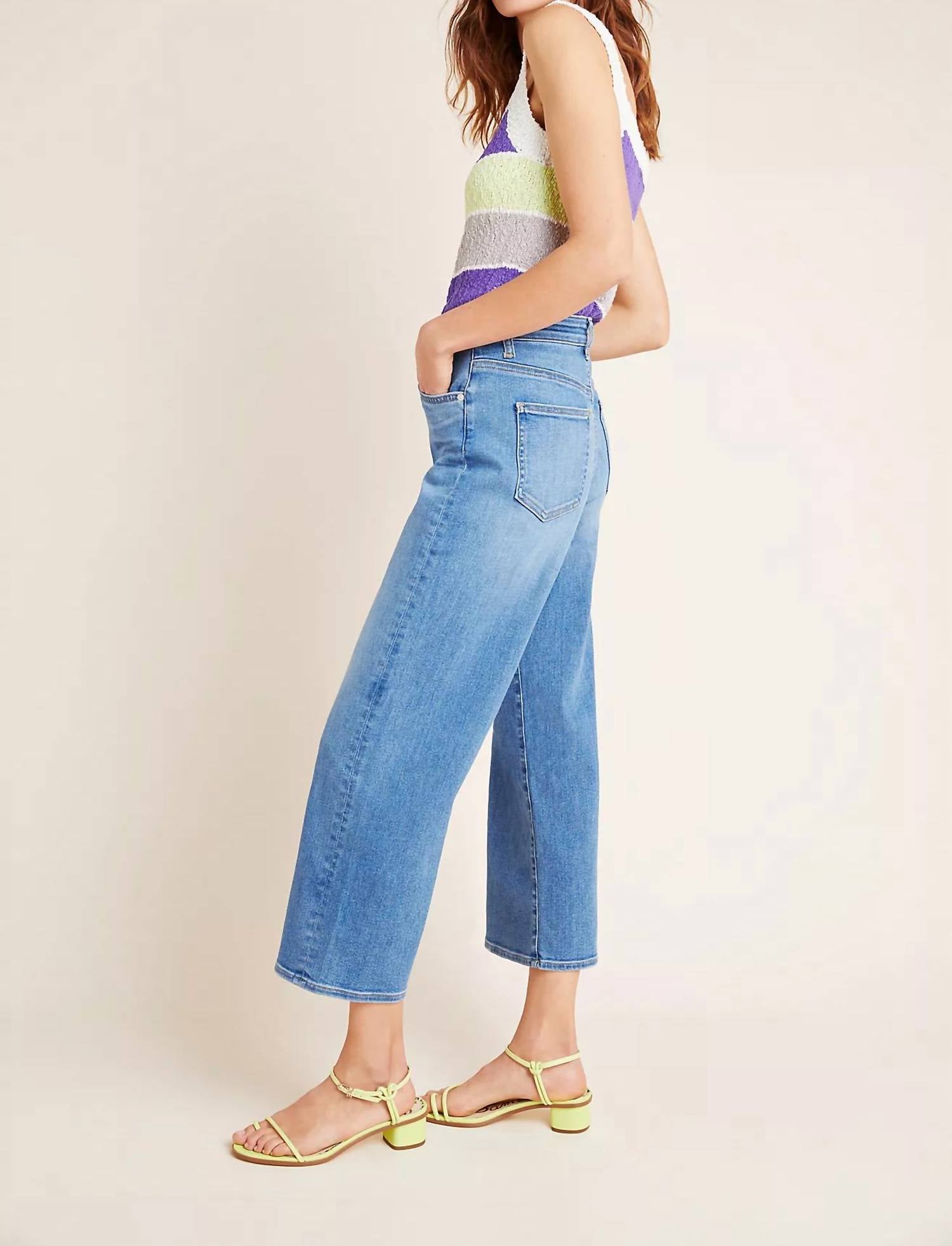 Cqy - Sunday Ultra High - risecropped Wide Leg Jeans - blue - clothing - cotton - blend