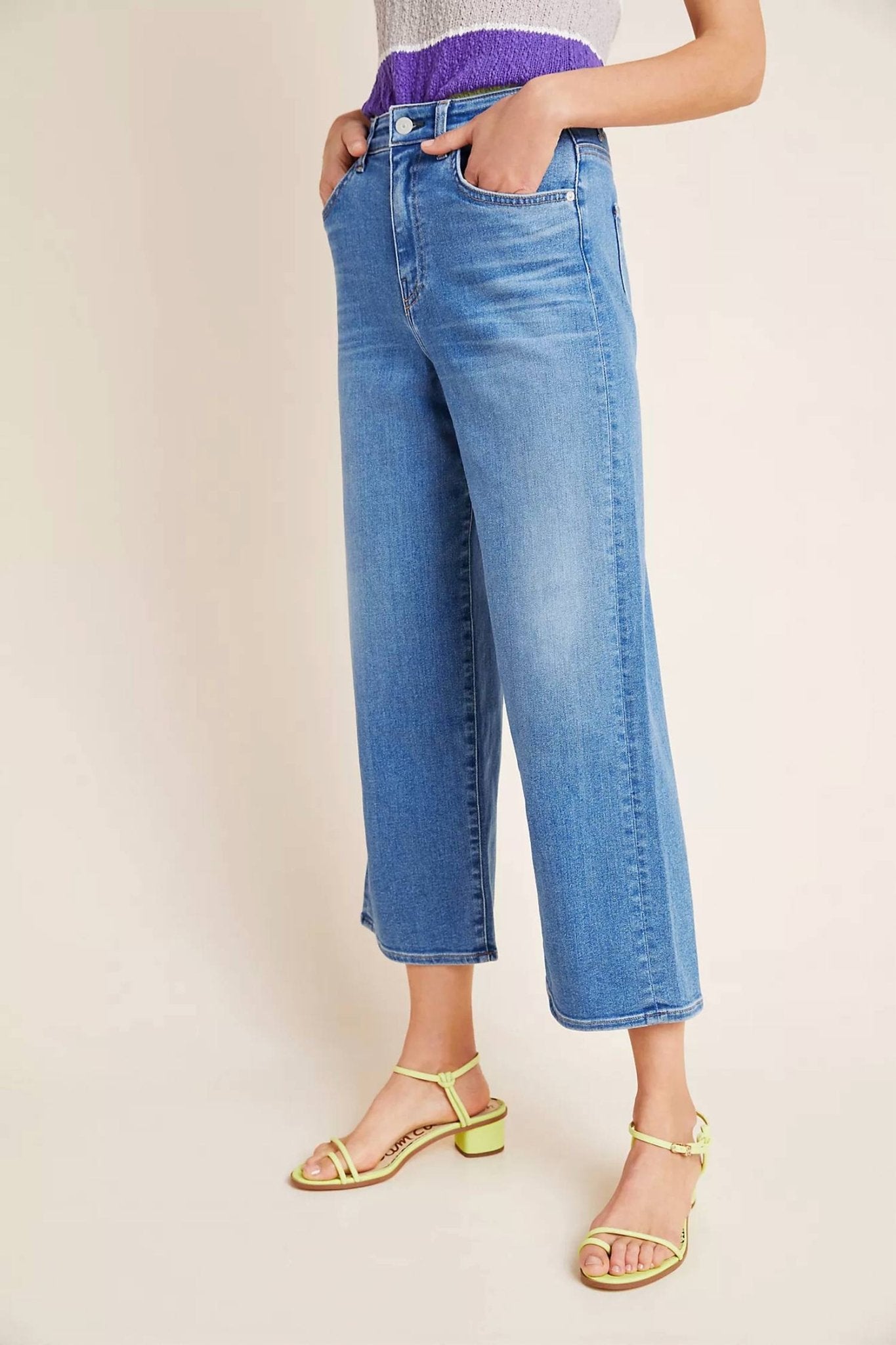 Cqy - Sunday Ultra High - risecropped Wide Leg Jeans - blue - clothing - cotton - blend