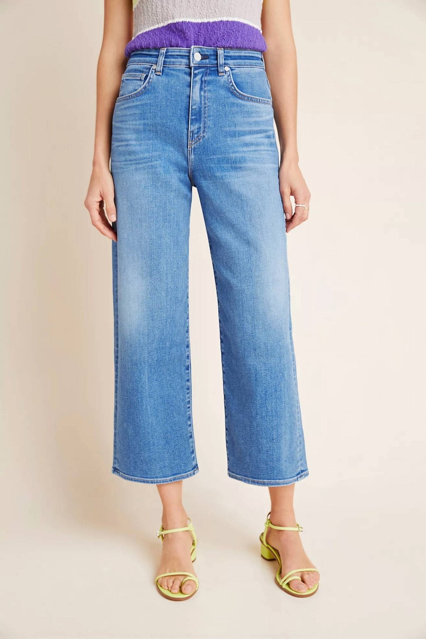 Cqy - Sunday Ultra High - risecropped Wide Leg Jeans - blue - clothing - cotton - blend