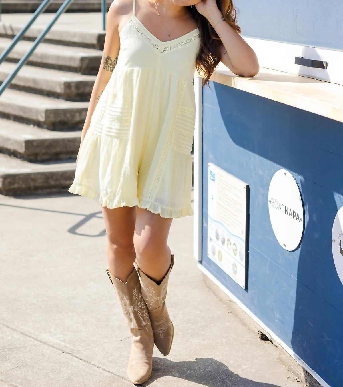 Creamon - Drop Lace Trim Romper
