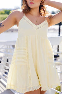 Creamon - Drop Lace Trim Romper