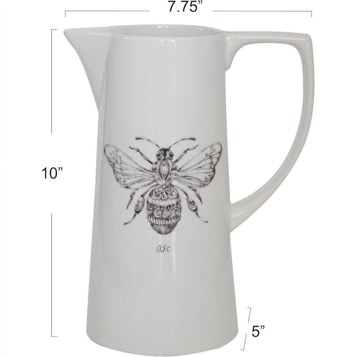 Creative Co-Op - Ceramic Pitcher With Bee