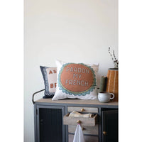 Creative Co - Op - Embroidered Printed Pillow With Saying - accent - pillows - accents - brown