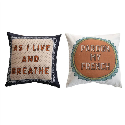 Creative Co - Op - Embroidered Printed Pillow With Saying - accent - pillows - accents - brown