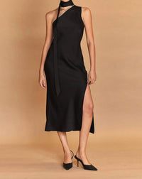 Crescent - Bonnie One Shoulder Scarf Dress - black - clothing - dresses