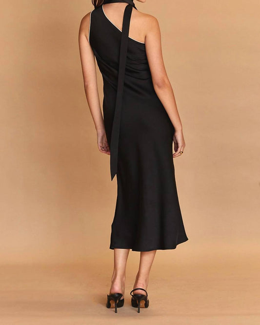 Crescent - Bonnie One Shoulder Scarf Dress - black - clothing - dresses