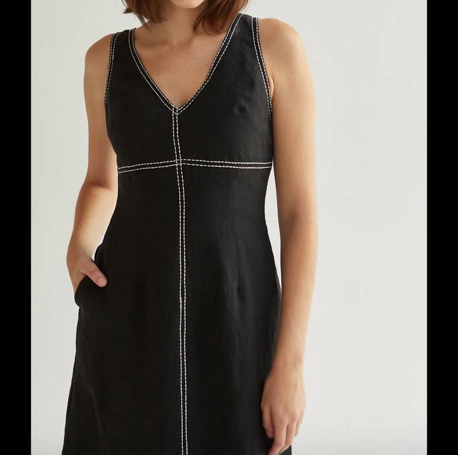 Crescent - Exposed Stitch Dress - black - clothing - dresses