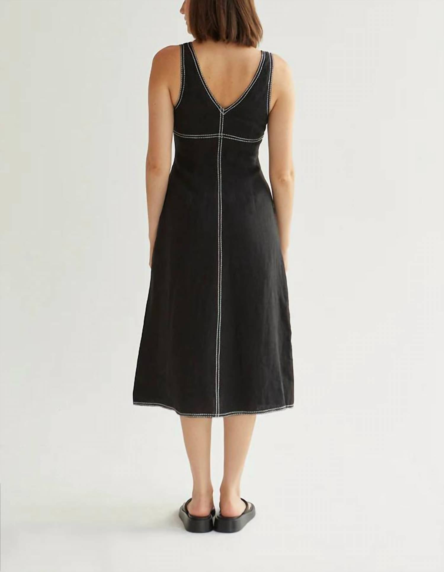 Crescent - Exposed Stitch Dress - black - clothing - dresses