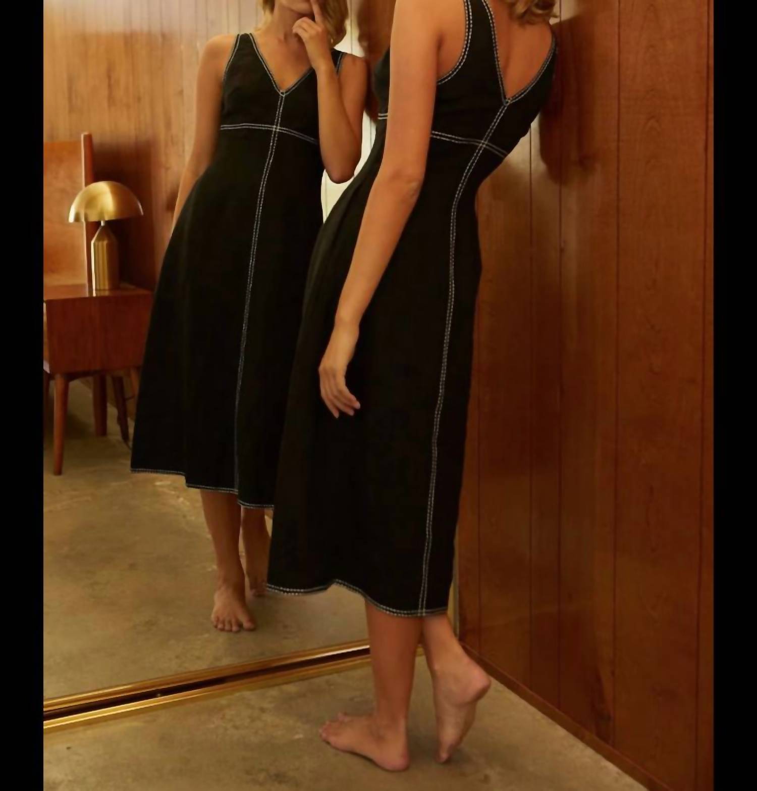 Crescent - Exposed Stitch Dress - black - clothing - dresses