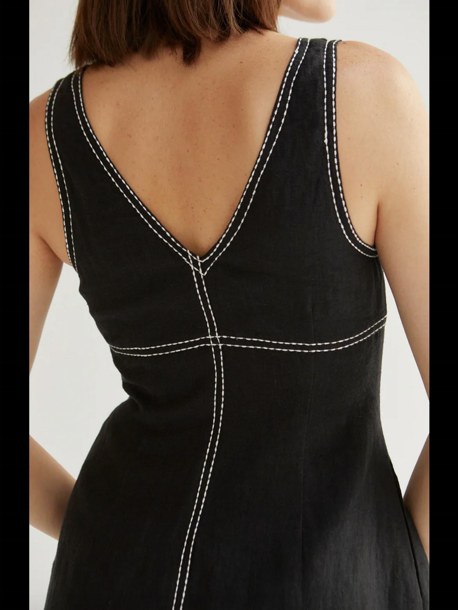 Crescent - Exposed Stitch Dress - black - clothing - dresses