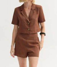 Crescent - Isla Cropped Linen Blazer and Short Set