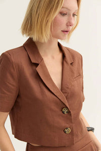 Crescent - Isla Cropped Linen Blazer and Short Set