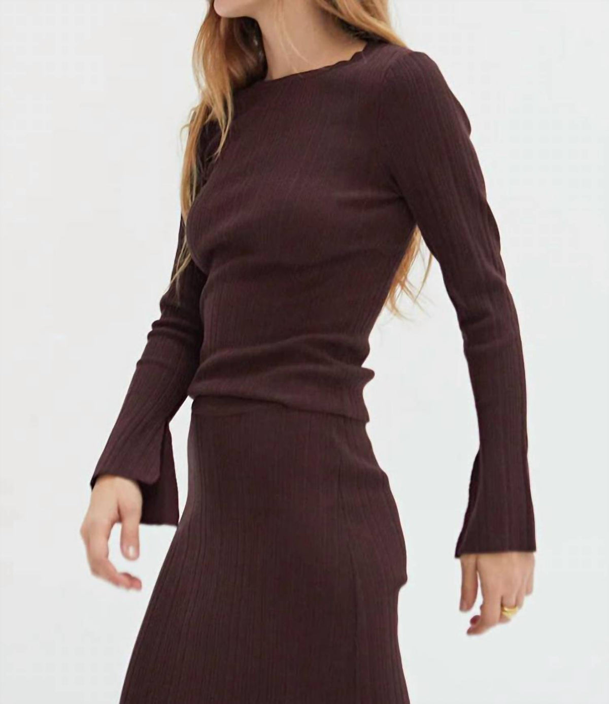 Crescent - Long Sleeve Ribbed Knit Top
