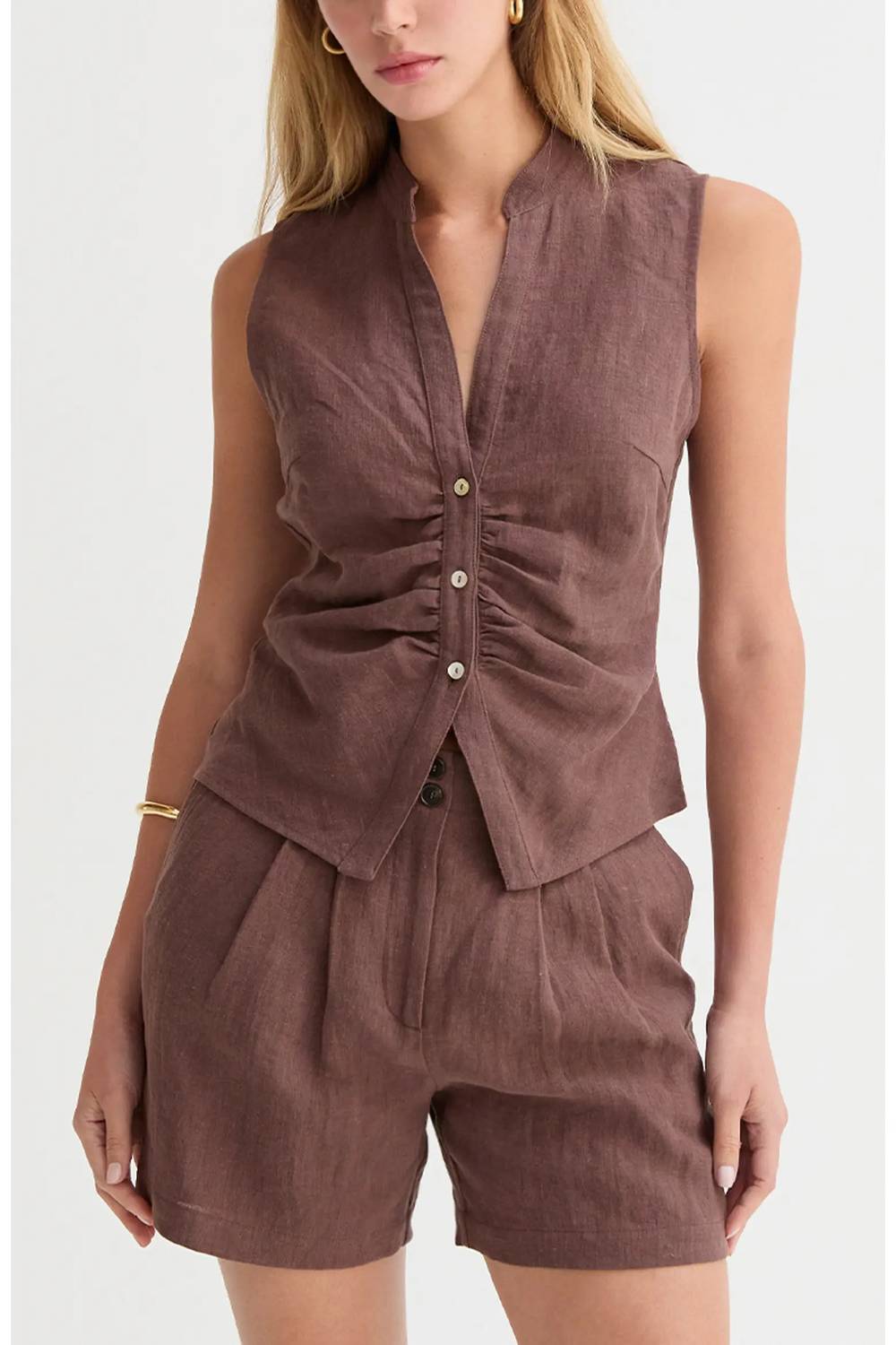 Crescent - Madison Pleated Linen Short Set