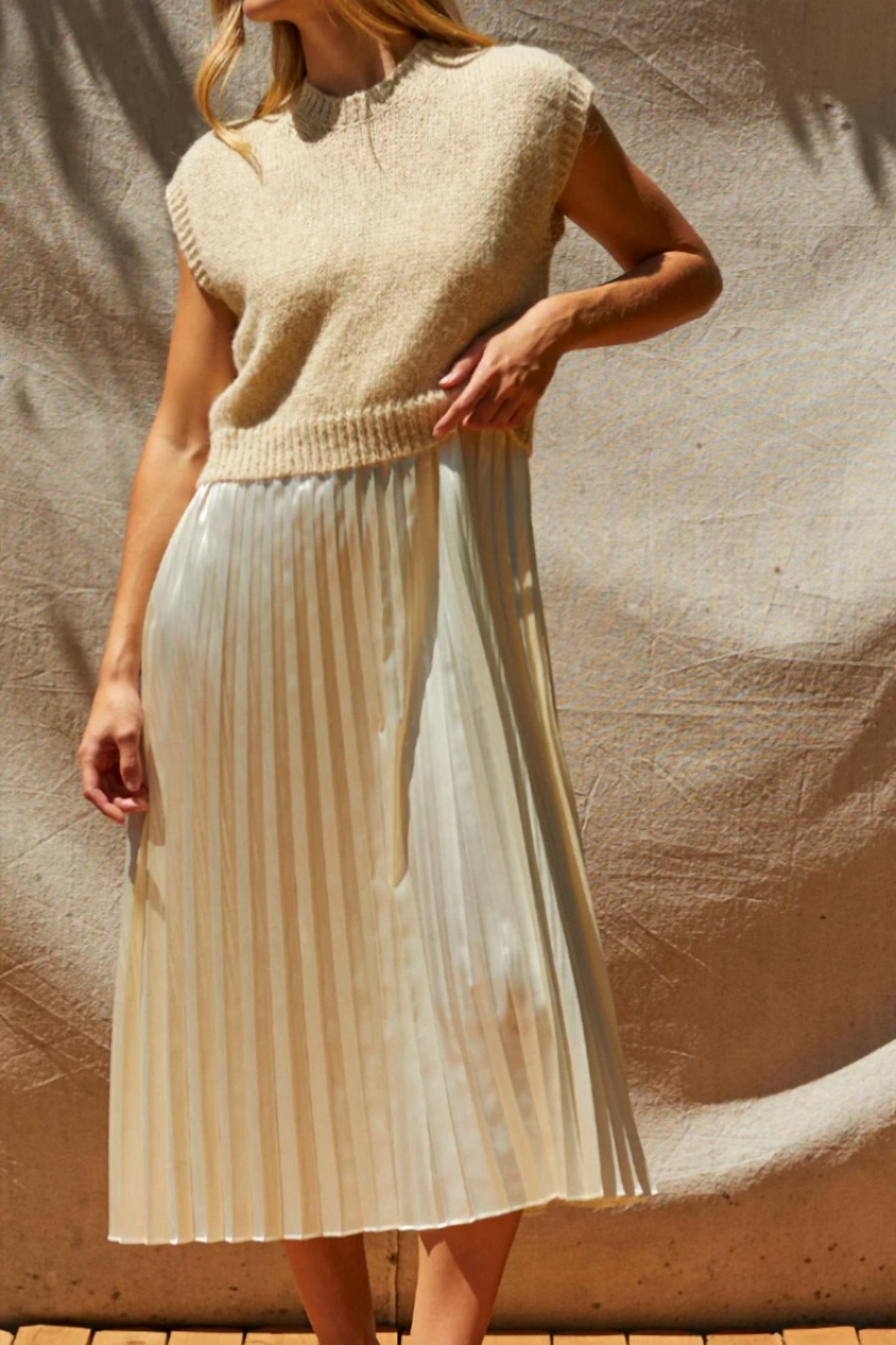 Crescent - Sharpe Pleated Midi And Knit Top Two Piece Set - clothing - loungewear - loungewear - set