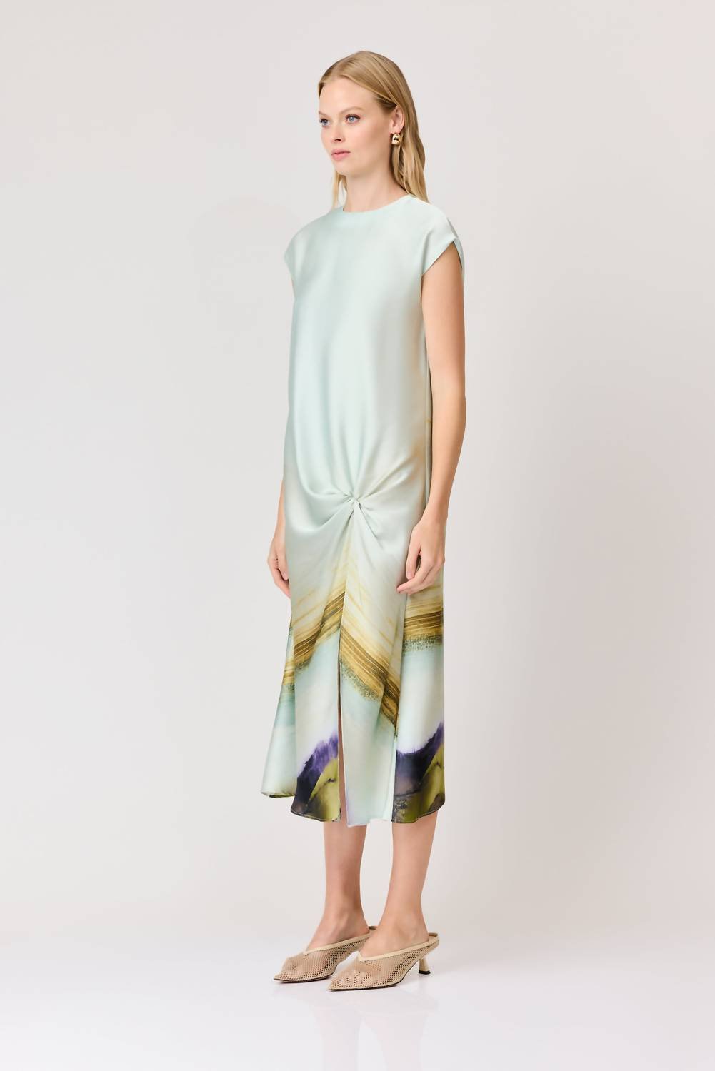 Curaae - Willow Satin Midi Dress - clothing - dresses - green