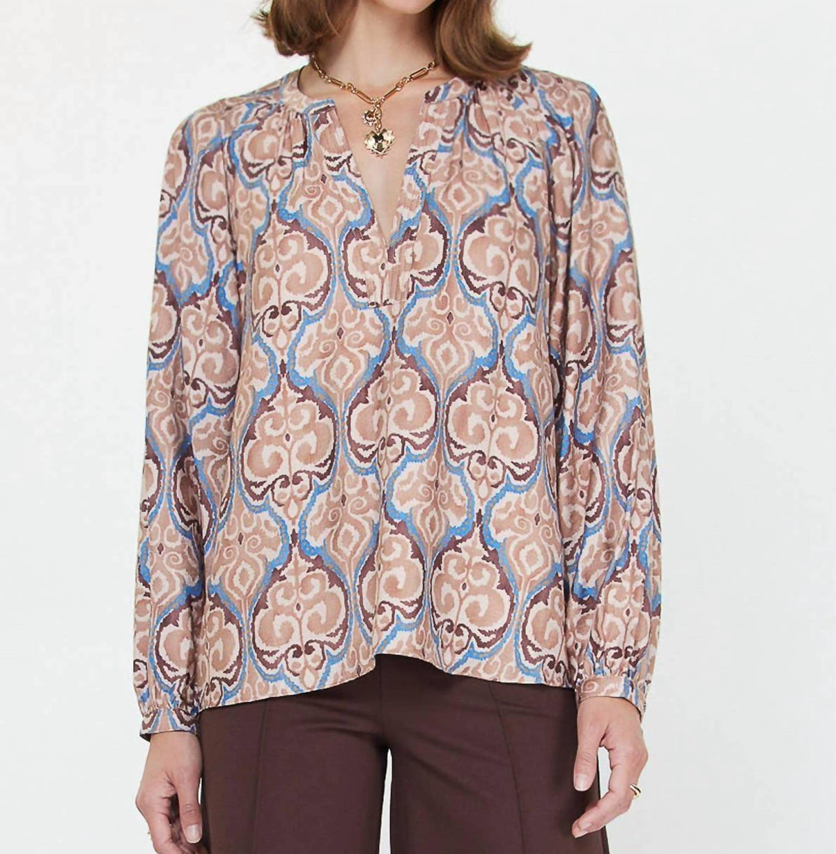 Current Air - Boho Printed Long-sleeve Blouse