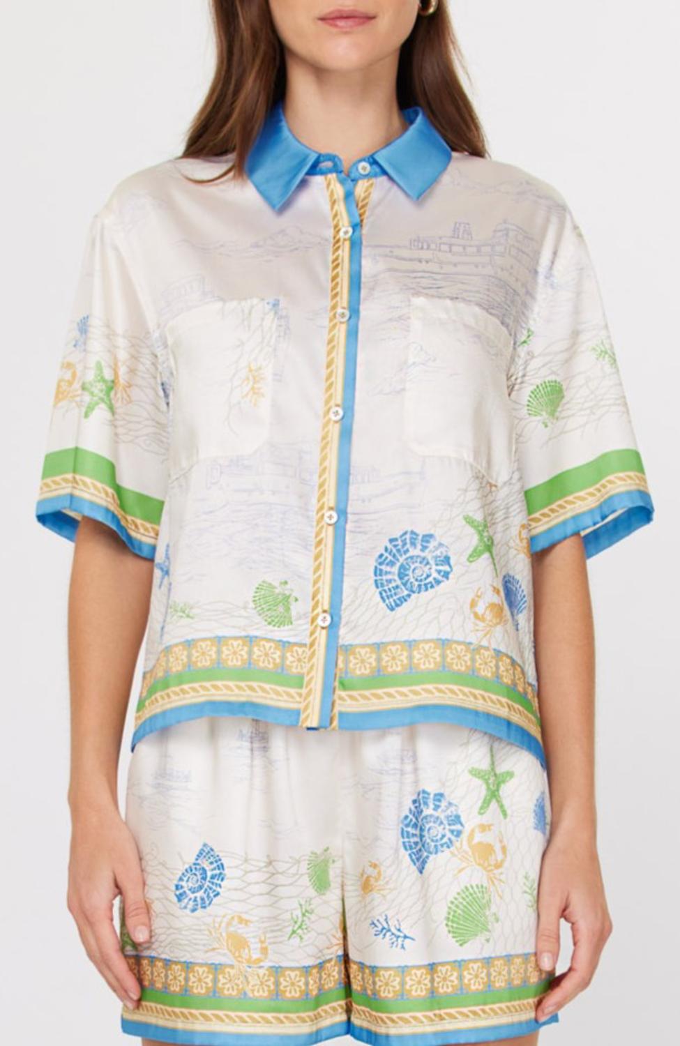 Current Air - Color Block Button Blouse