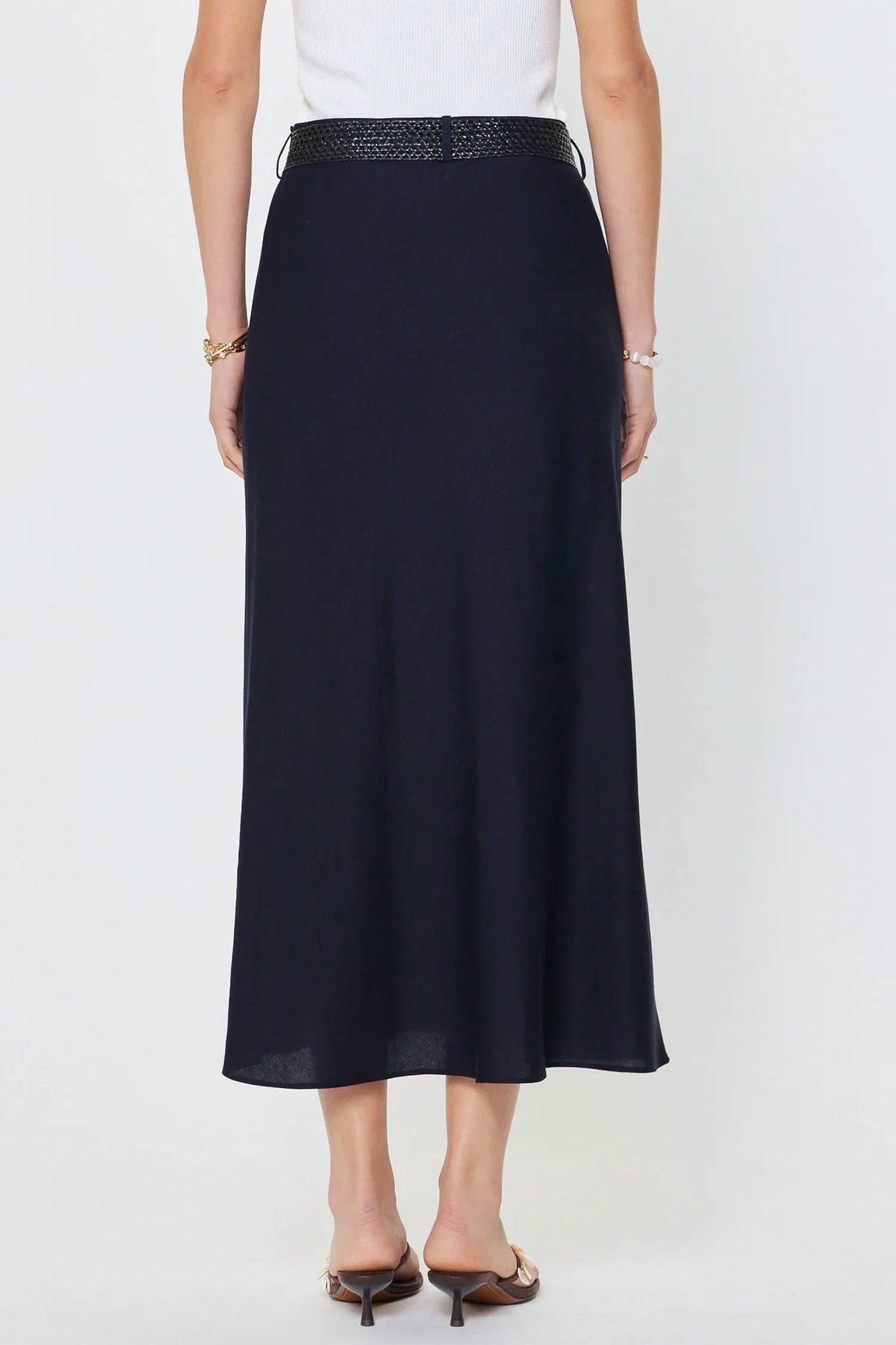 Current Air - Crystal Linen Blend Midi Skirt