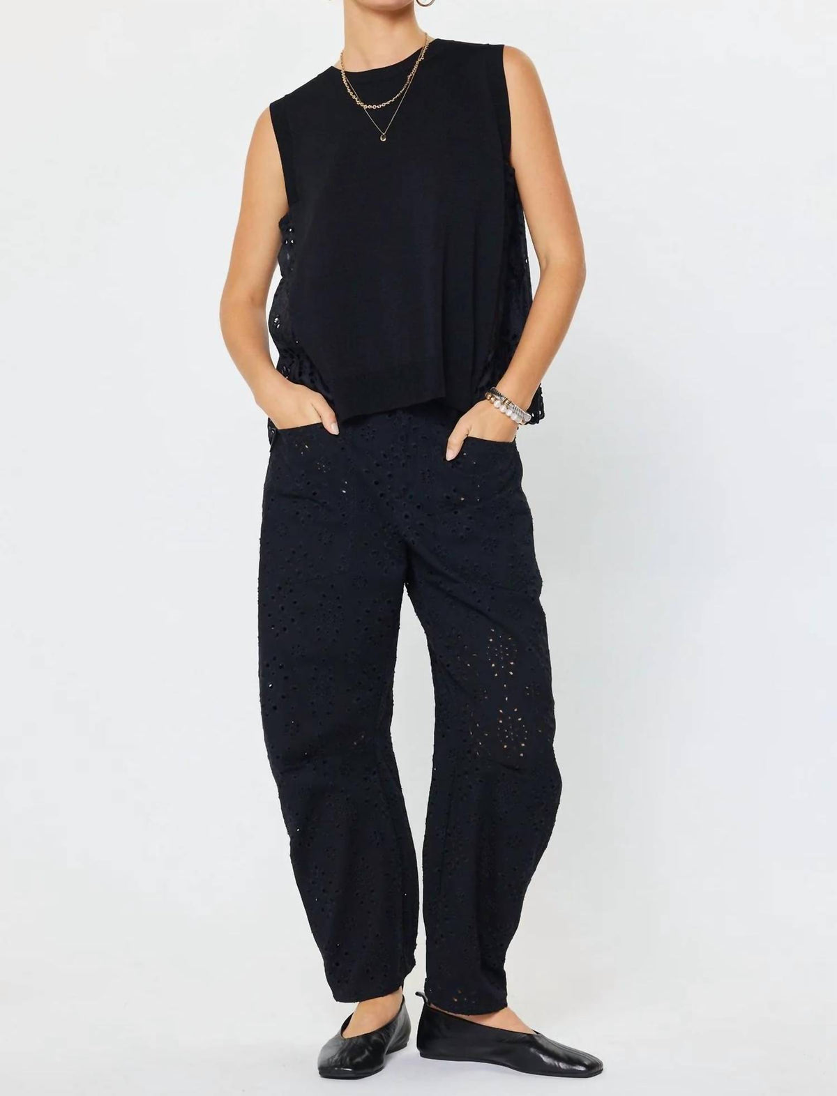 Current Air - Eyelet Barrel Leg Pant