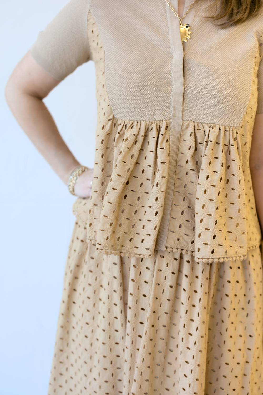 Current Air - Eyelet Blouse - beige - blouses - clothing