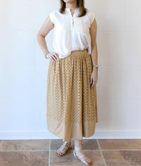 Current Air - Eyelet Skirt - brown - clothing - geometric