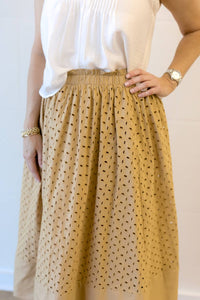 Current Air - Eyelet Skirt - brown - clothing - geometric