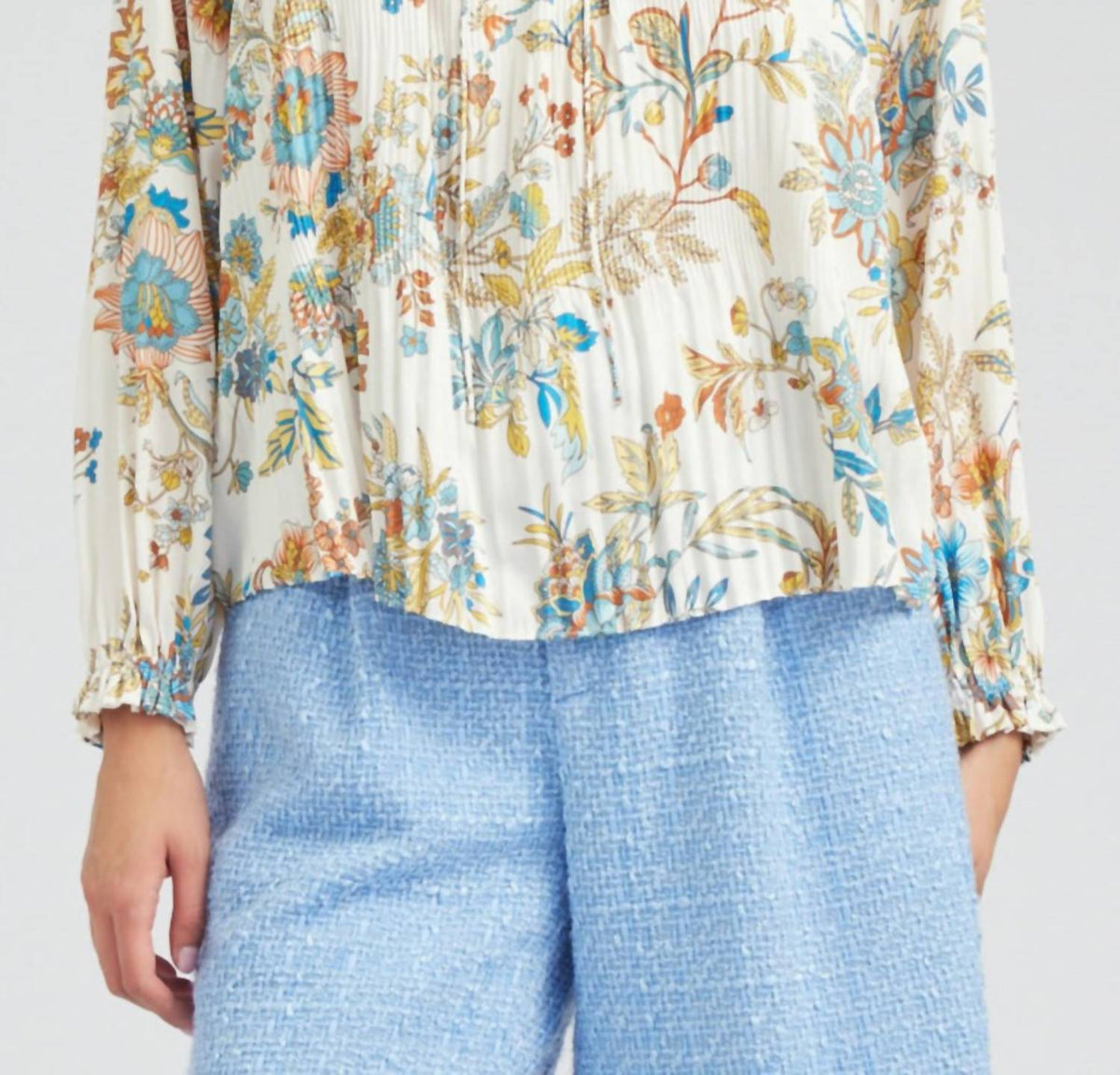 Current Air - Floral Tie Neck Blouse