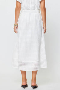 Current Air - Gingham Faux Wrap Belted Midi Skirt