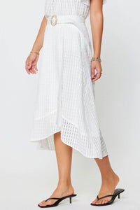 Current Air - Gingham Faux Wrap Belted Midi Skirt