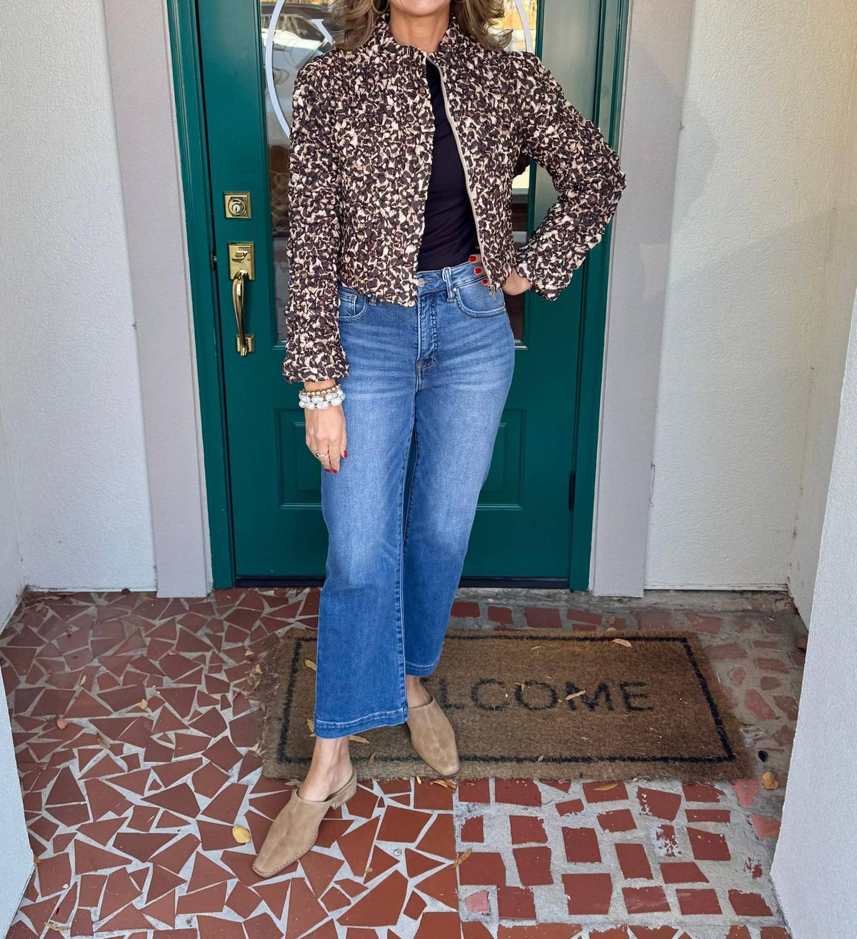 Current Air - Leopard Quilting Puffed Jacket