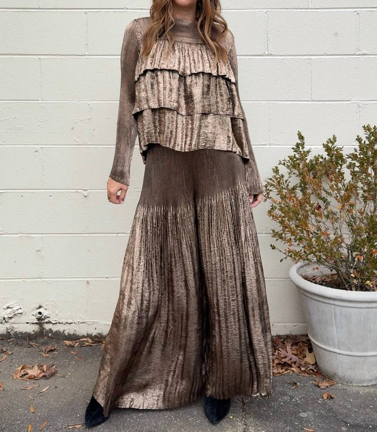 Current Air - Miley Wide Leg Metallic Pants