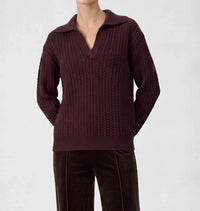 Current Air - Open Collar Cable Knit Sweater
