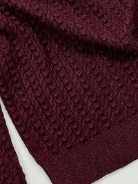 Current Air - Open Collar Cable Knit Sweater