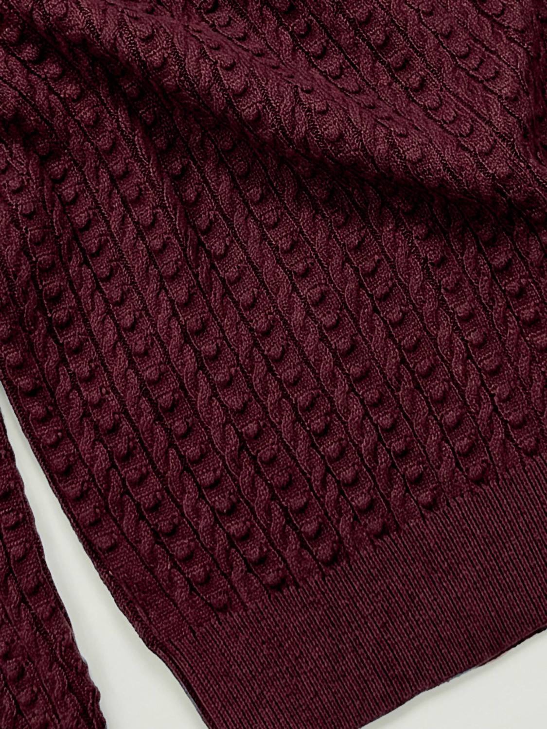 Current Air - Open Collar Cable Knit Sweater